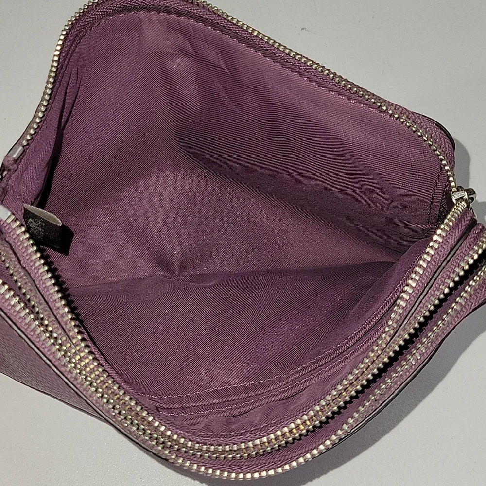 Coach Purple Pebble Leather Wristlet Clutch Bag F87587
